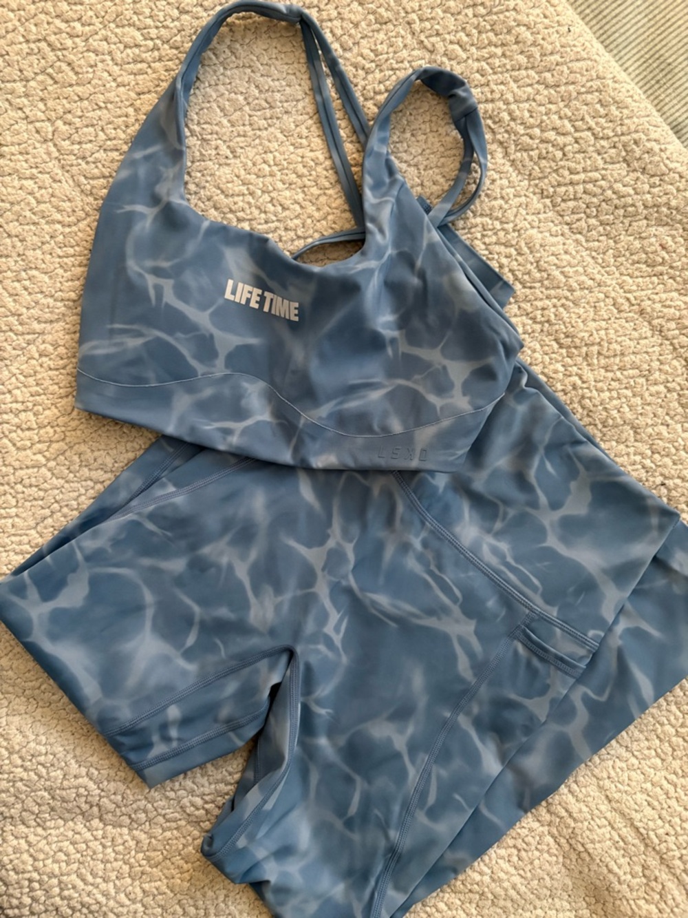 Life Time Blue Marble Active Sports Bra and Shorts Set